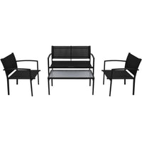 Thumbnail for 4-tlg. Garten-Lounge-Set Textilene Schwarz
