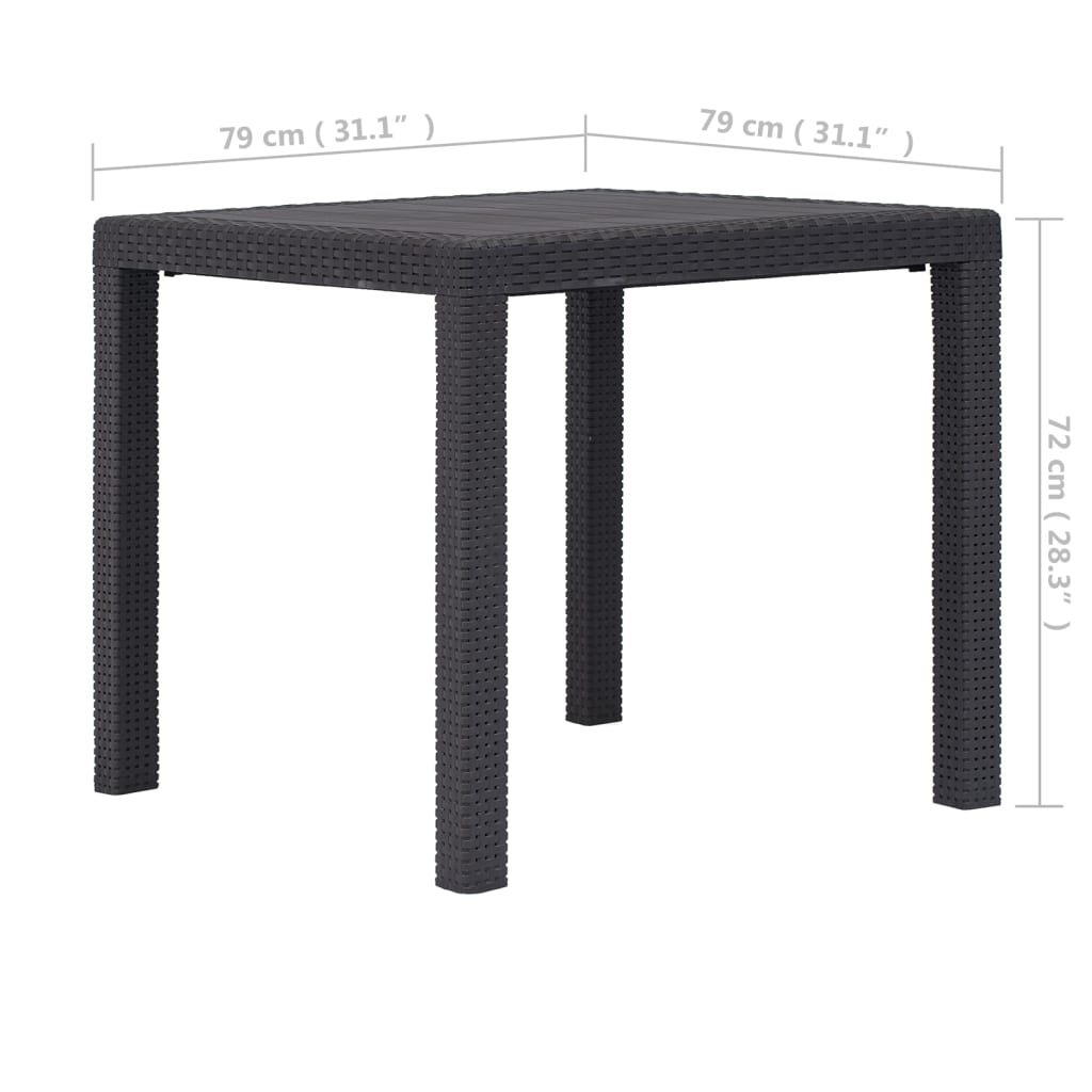 Gartentisch Braun 79x79x72 cm Kunststoff Rattan-Optik