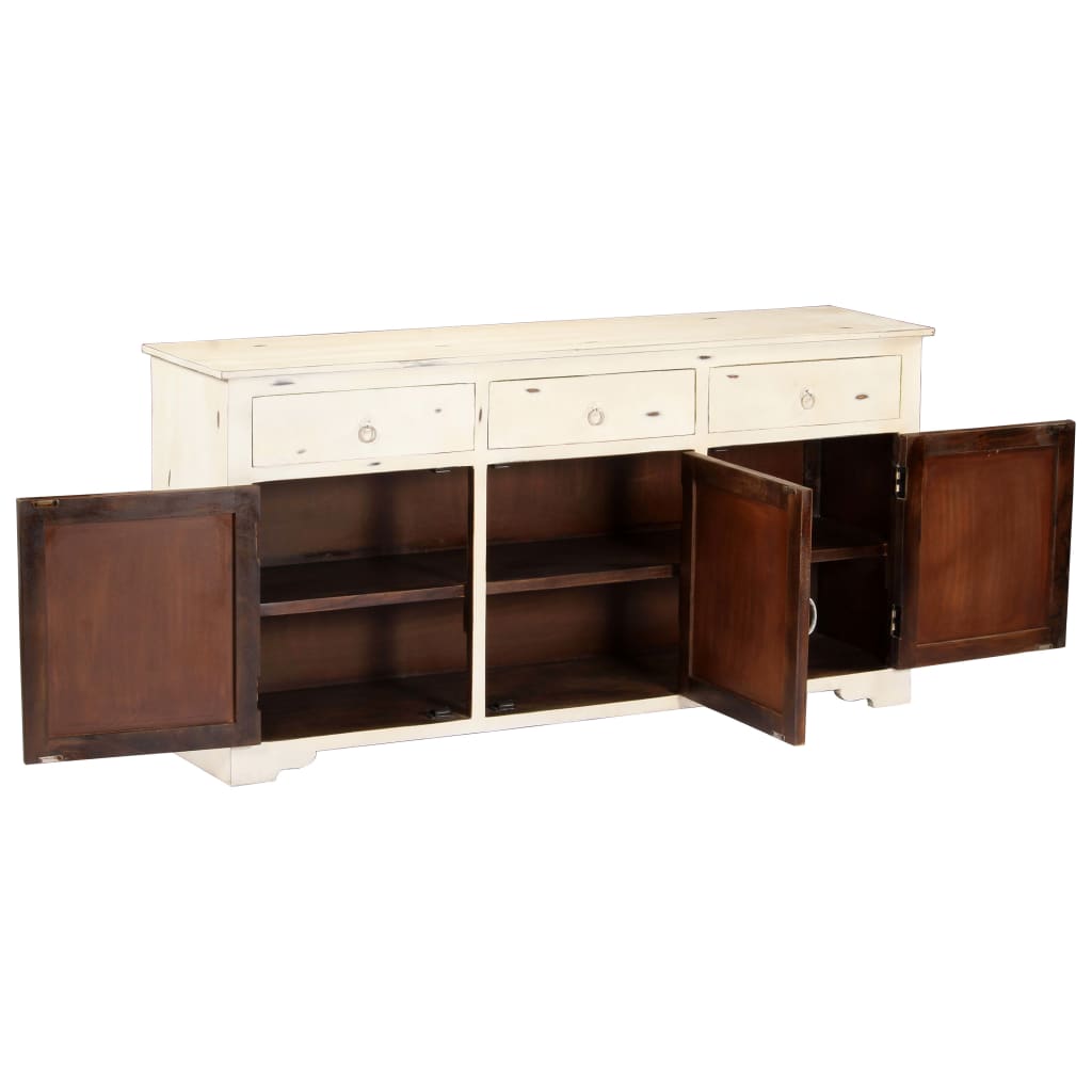 Sideboard Weiß 160x40x80 cm Massivholz Mango