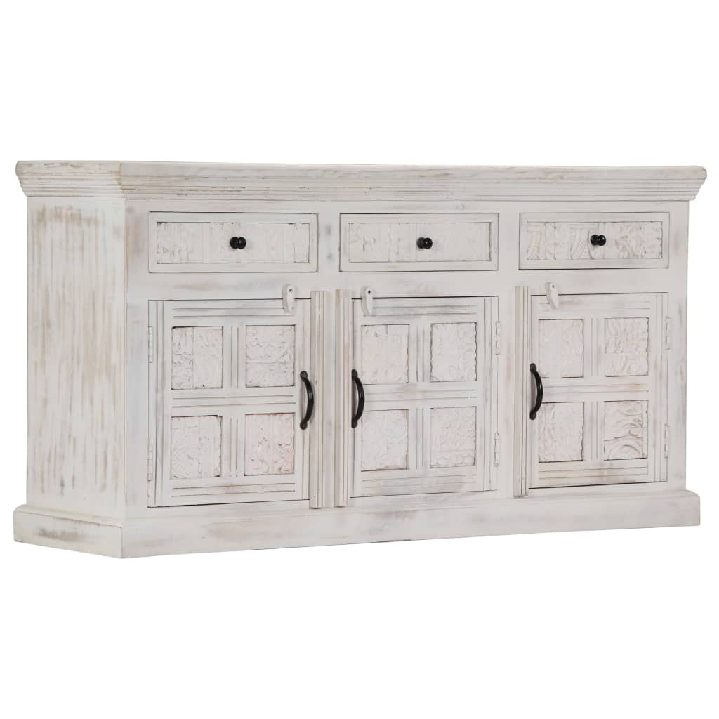 Sideboard Weiß 140x40x74 cm Massivholz Mango