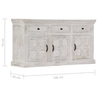 Thumbnail for Sideboard Weiß 140x40x74 cm Massivholz Mango