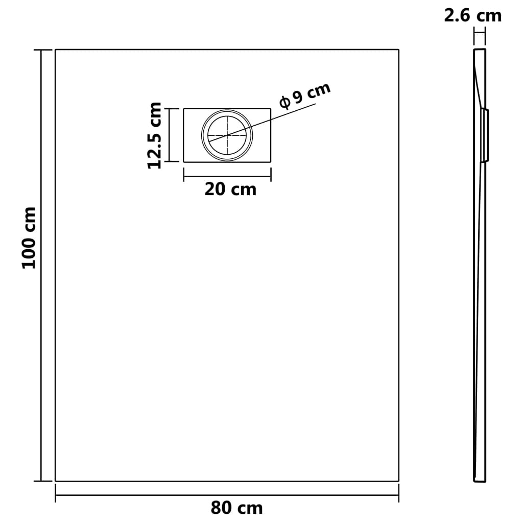 Duschwanne SMC Weiß 100×80 cm