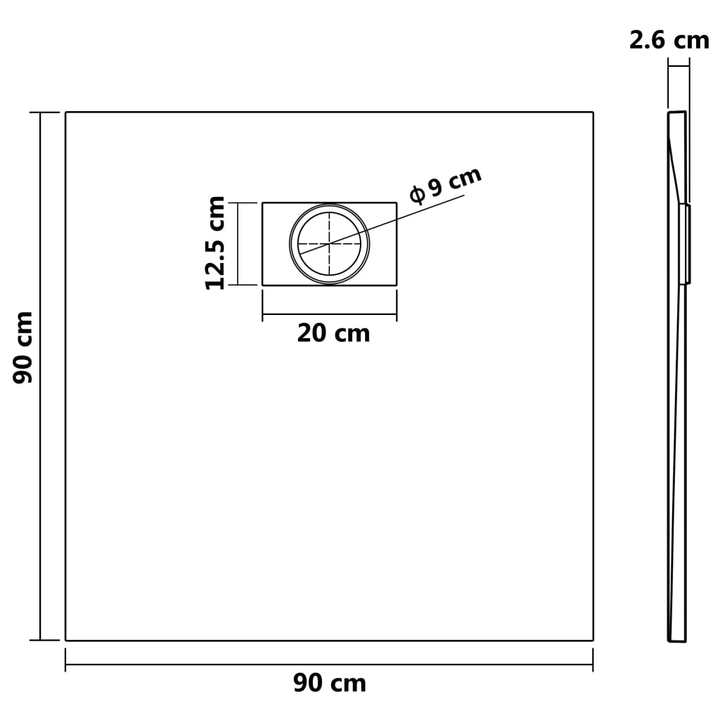 Duschwanne SMC Schwarz 90×90 cm