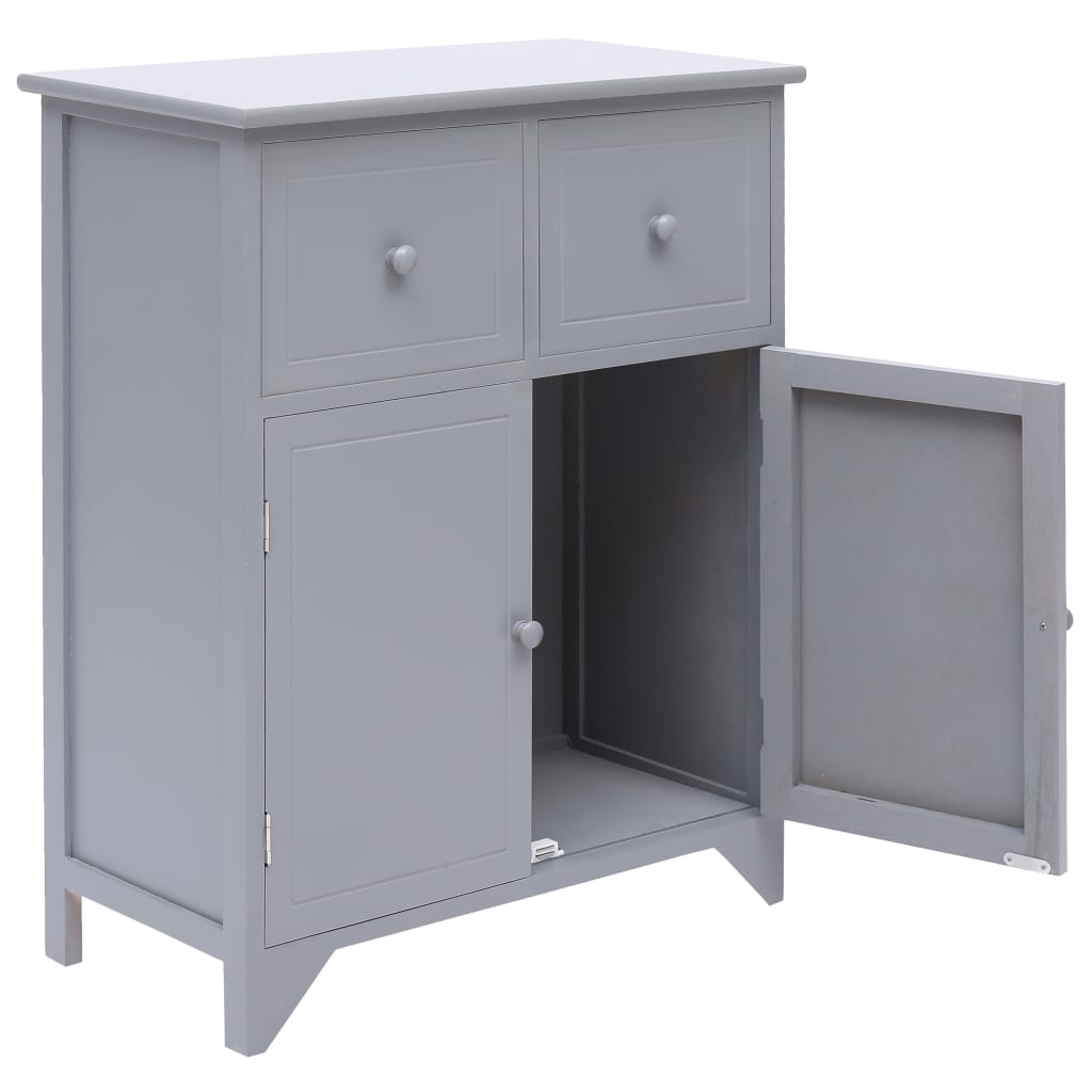 Beistellschrank 60x30x75 cm Grau Massivholz Paulownia