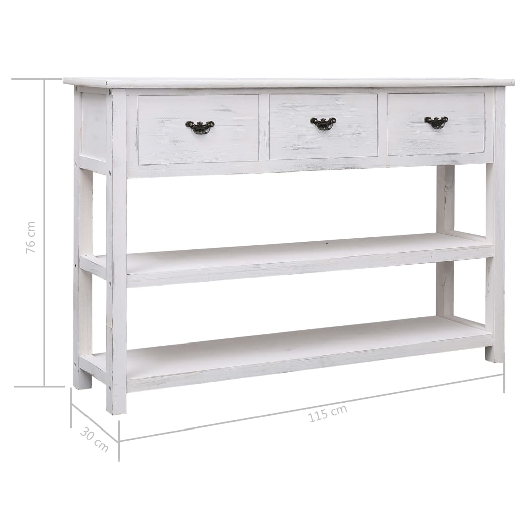 Sideboard Antik-Weiß 115x30x76 cm Holz