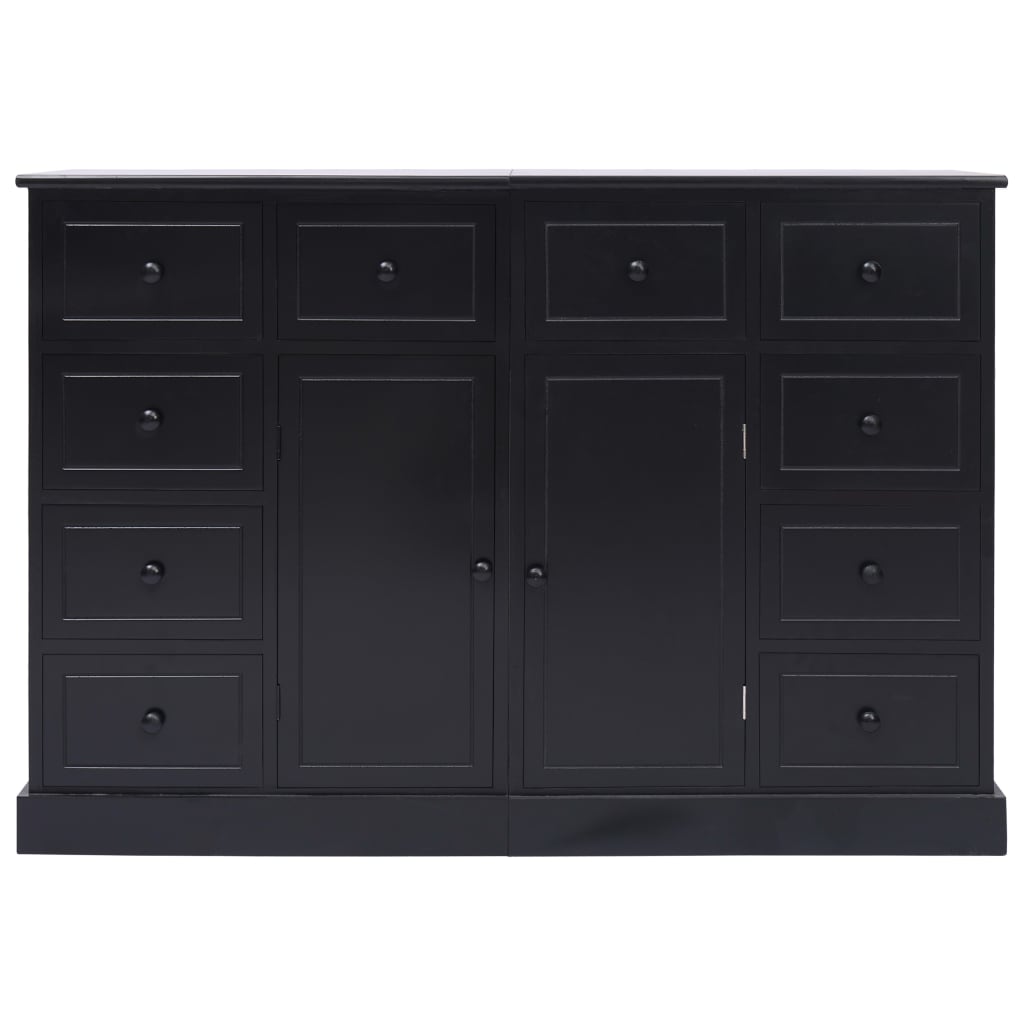 Sideboard mit 10 Schubladen Schwarz 113x30x79 cm Holz