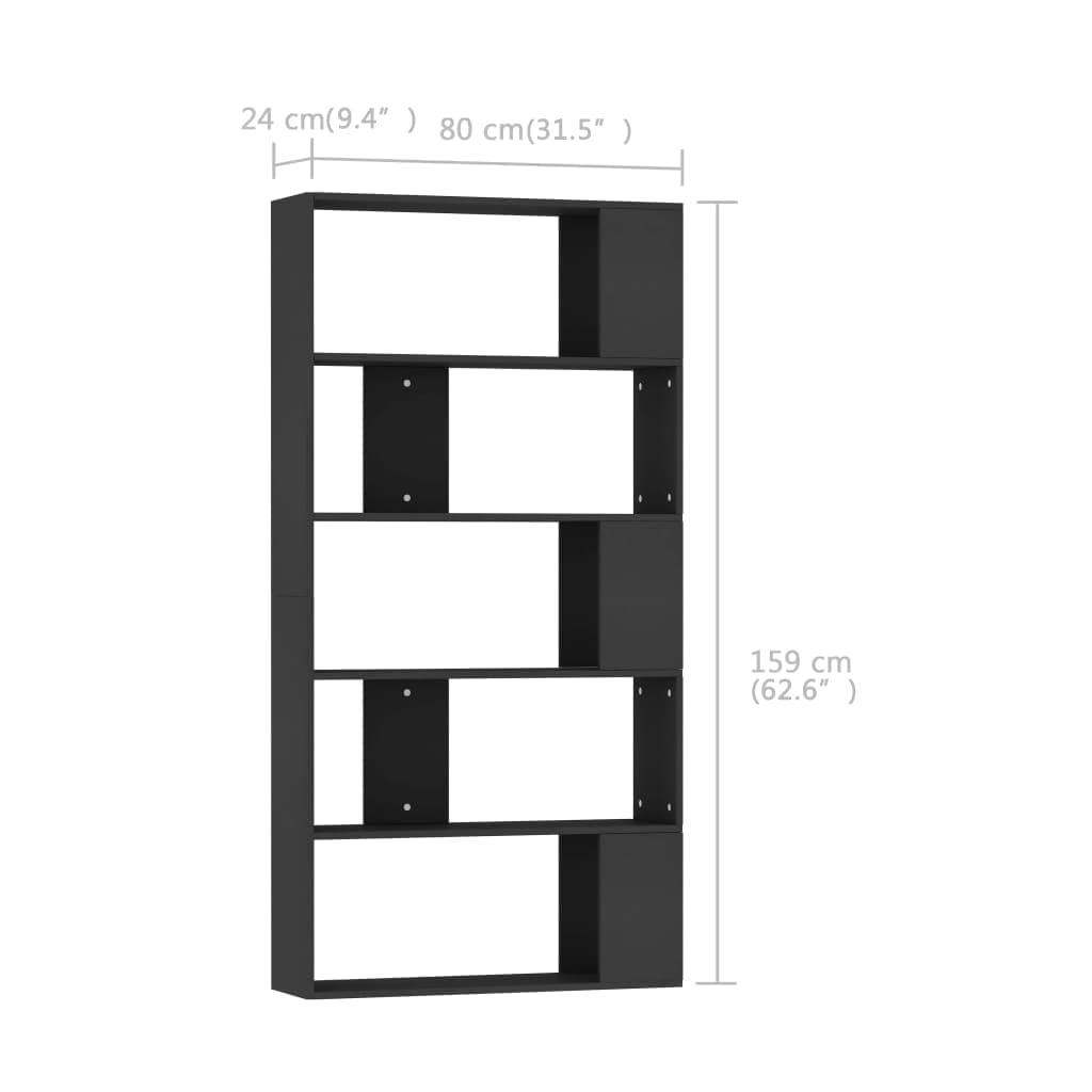 Bücherregal/Raumteiler Schwarz 80x24x159 cm Holzwerkstoff