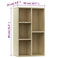 Thumbnail for Bücherregal/Sideboard Sonoma Eiche 50x25x80 cm Holzwerkstoff