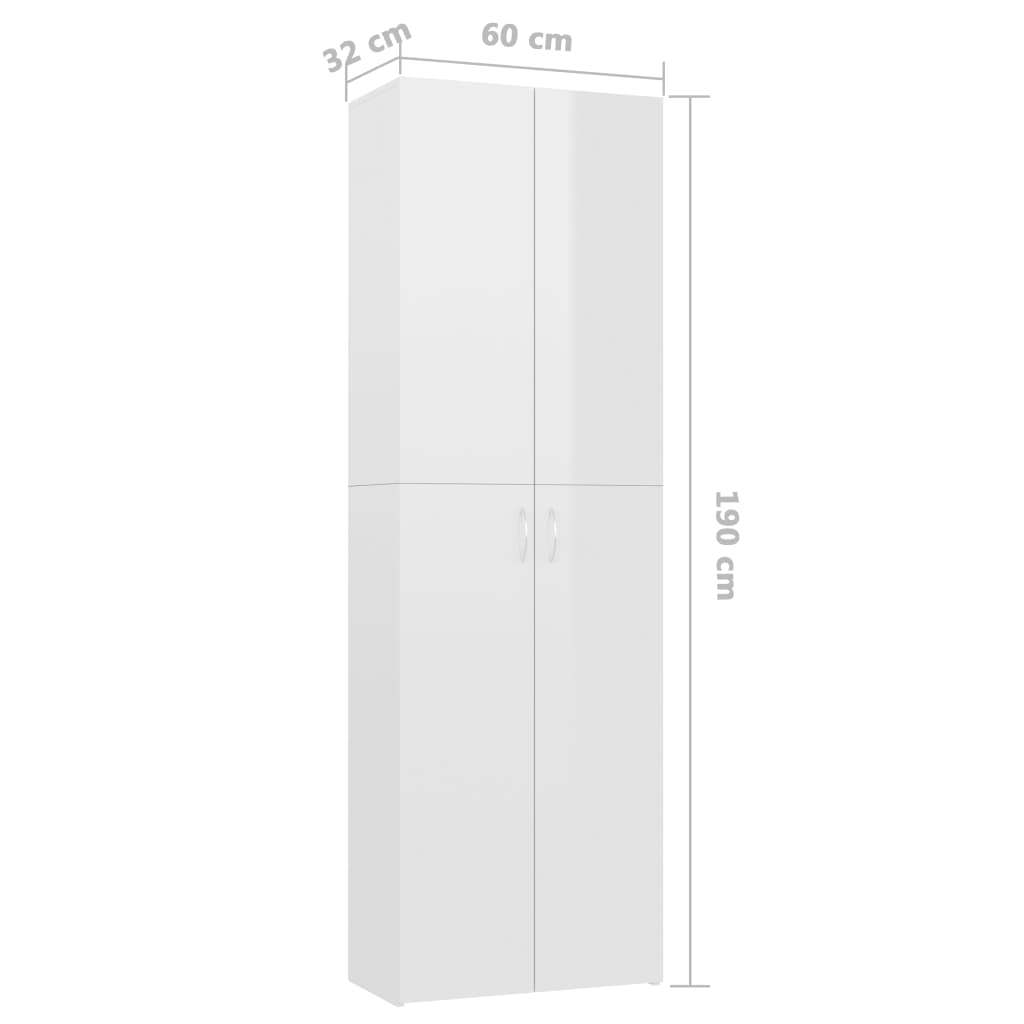 Büroschrank Hochglanz-Weiß 60x32x190 cm Holzwerkstoff