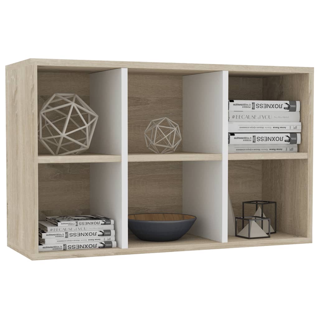 Bücherregal/Sideboard Weiß und Sonoma-Eiche 66x30x98 cm
