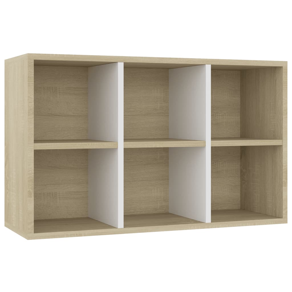 Bücherregal/Sideboard Weiß und Sonoma-Eiche 66x30x98 cm