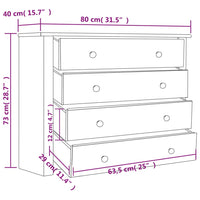 Thumbnail for Beistellschrank Weiß 80×40×73 cm Panama-Kiefer