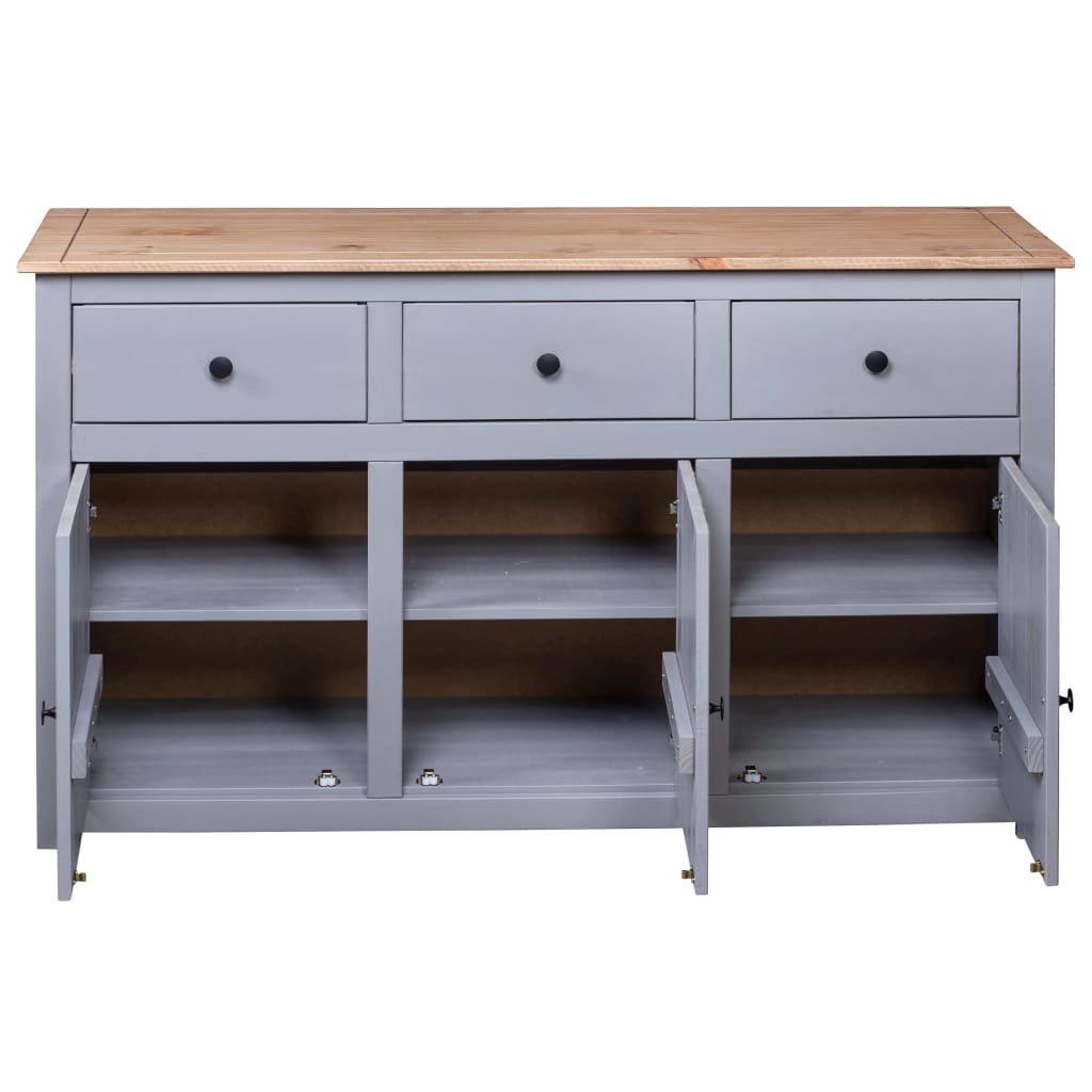 Sideboard Grau 135x40x80 cm Kiefernholz Panama