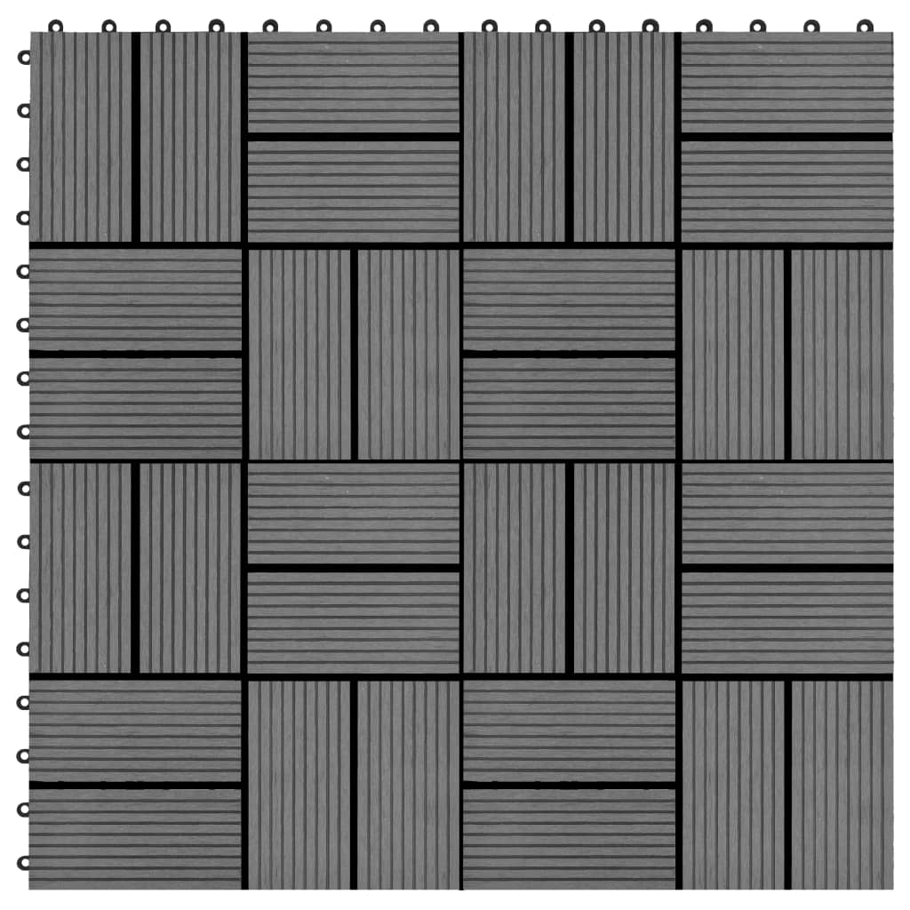 22 Stk. Terrassenfliesen 30 x 30 cm 2 qm WPC Grau