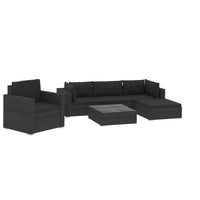 Thumbnail for 6-tlg. Garten-Lounge-Set mit Kissen Poly Rattan Schwarz