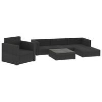 Thumbnail for 6-tlg. Garten-Lounge-Set mit Kissen Poly Rattan Schwarz