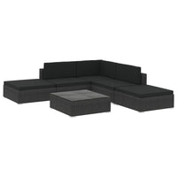 Thumbnail for 6-tlg. Garten-Lounge-Set mit Kissen Poly Rattan Schwarz