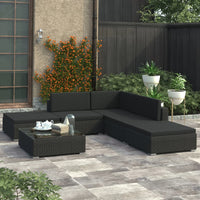 Thumbnail for 6-tlg. Garten-Lounge-Set mit Kissen Poly Rattan Schwarz