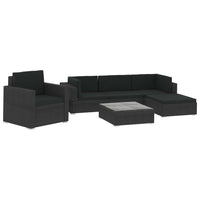 Thumbnail for 6-tlg. Garten-Lounge-Set mit Auflagen Poly Rattan Schwarz