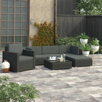 Thumbnail for 6-tlg. Garten-Lounge-Set mit Auflagen Poly Rattan Schwarz