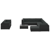 Thumbnail for 10-tlg. Garten-Lounge-Set mit Auflagen Poly Rattan Schwarz