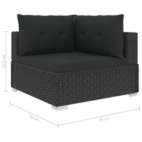 Thumbnail for 10-tlg. Garten-Lounge-Set mit Auflagen Poly Rattan Schwarz