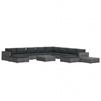 Thumbnail for 12-tlg. Garten-Lounge-Set mit Auflagen Poly Rattan Grau