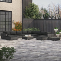 Thumbnail for 12-tlg. Garten-Lounge-Set mit Auflagen Poly Rattan Grau