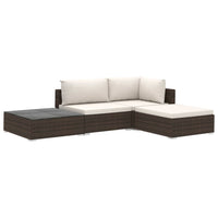 Thumbnail for 4-tlg. Garten-Lounge-Set mit Auflagen Poly Rattan Braun
