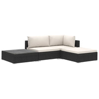 Thumbnail for 4-tlg. Garten-Lounge-Set mit Auflagen Poly Rattan Schwarz