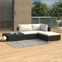 Thumbnail for 4-tlg. Garten-Lounge-Set mit Auflagen Poly Rattan Schwarz