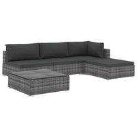 Thumbnail for 5-tlg. Garten-Lounge-Set mit Auflagen Poly Rattan Grau