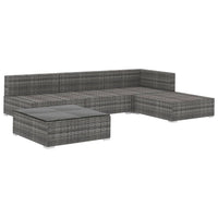 Thumbnail for 5-tlg. Garten-Lounge-Set mit Auflagen Poly Rattan Grau