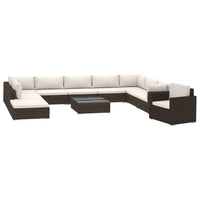 Thumbnail for 11-tlg. Garten-Lounge-Set mit Auflagen Poly Rattan Braun