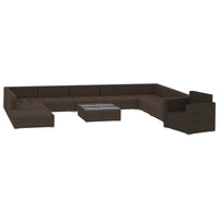 Thumbnail for 11-tlg. Garten-Lounge-Set mit Auflagen Poly Rattan Braun