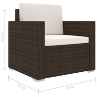 Thumbnail for 11-tlg. Garten-Lounge-Set mit Auflagen Poly Rattan Braun
