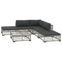 Thumbnail for 6-tlg. Garten-Lounge-Set mit Auflagen Poly Rattan Grau