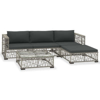 Thumbnail for 5-tlg. Garten-Lounge-Set mit Auflagen Poly Rattan Grau