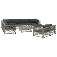 Thumbnail for 10-tlg. Garten-Lounge-Set mit Auflagen Poly Rattan Grau
