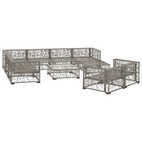 Thumbnail for 10-tlg. Garten-Lounge-Set mit Auflagen Poly Rattan Grau