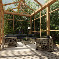 Thumbnail for 10-tlg. Garten-Lounge-Set mit Auflagen Poly Rattan Grau