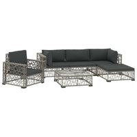 Thumbnail for 6-tlg. Garten-Lounge-Set mit Auflagen Poly Rattan Grau