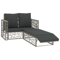 Thumbnail for 2-tlg. Garten-Lounge-Set mit Auflagen Poly Rattan Grau