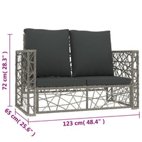 Thumbnail for 2-tlg. Garten-Lounge-Set mit Auflagen Poly Rattan Grau