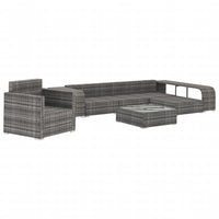 Thumbnail for 8-tlg. Garten-Lounge-Set mit Auflagen Poly Rattan Grau