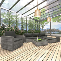 Thumbnail for 8-tlg. Garten-Lounge-Set mit Auflagen Poly Rattan Grau