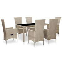 Thumbnail for 7-tlg. Garten-Essgruppe mit Auflagen Poly Rattan Beige