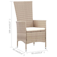 Thumbnail for 7-tlg. Garten-Essgruppe mit Auflagen Poly Rattan Beige