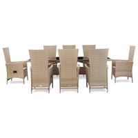Thumbnail for 9-tlg. Garten-Essgruppe mit Auflagen Poly Rattan Beige