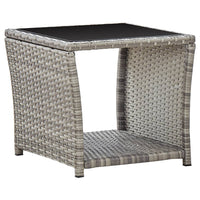 Thumbnail for Couchtisch Grau 45x45x40 cm Poly Rattan und Glas